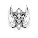 A harmonious blend of the Virgo and Scorpio symbols in a dotwork style tattoo design idea