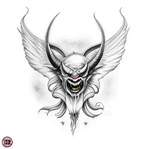 child with devil horn and devil wings tattoo design idea