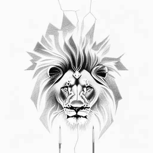 lion with greek number 27042000 tattoo design idea