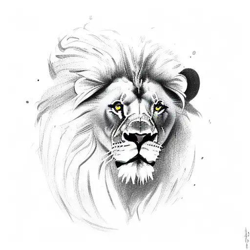 lion with greek number 27042000 tattoo design idea