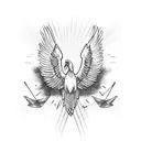 A majestic eagle soaring through a musical staff, representing the client's love for music and freedom. tattoo design idea