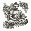 buddha stomach piece tattoo design idea