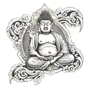 buddha stomach piece tattoo design idea