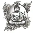 buddha stomach piece tattoo design idea