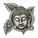 buddha face  stomach piece tattoo design idea