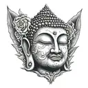buddha face  stomach piece tattoo design idea