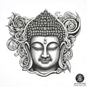buddha face  stomach piece tattoo design idea