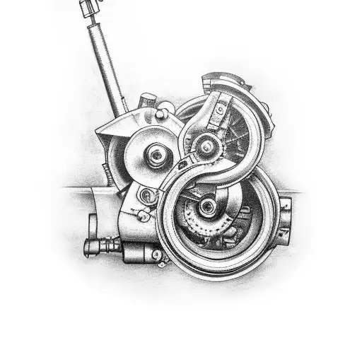 full arm tattoo inspired by car mechanics tattoo design idea