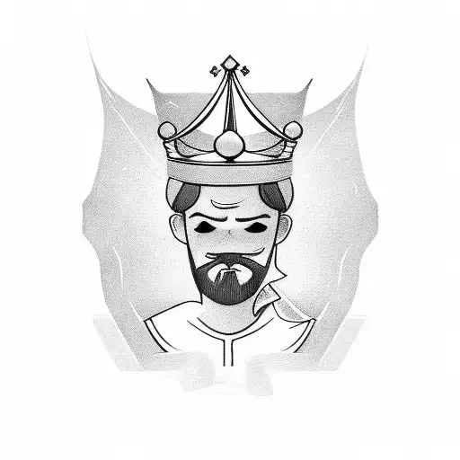 A father holding his child's hand, with the letter W and a crown symbolizing his role as a protector tattoo design idea