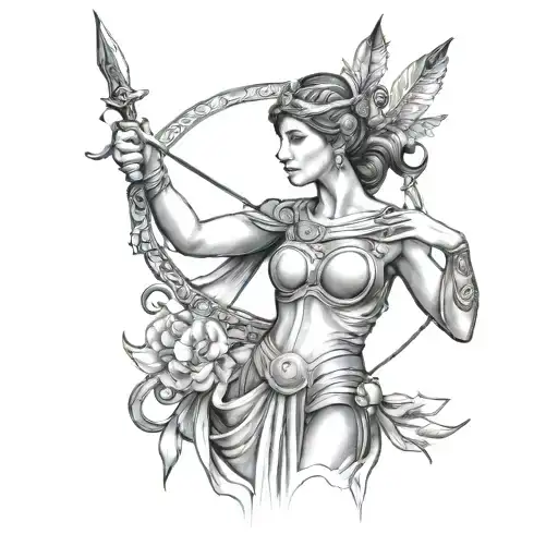 Artemis Athena goddess tattoo design idea