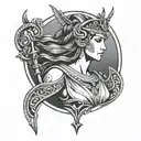 Artemis Athena goddess tattoo design idea