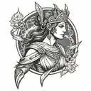 Artemis Athena goddess tattoo design idea