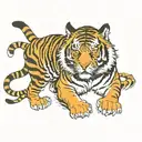 tiger full body. aggressive looking. colour  tattoo design idea