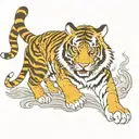 tiger full body. aggressive looking. colour  tattoo design idea