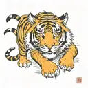 tiger full body. aggressive looking. colour  tattoo design idea