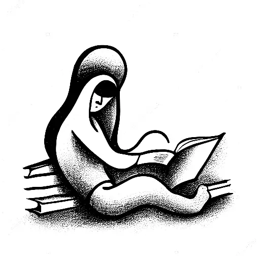 ghost reading a book tattoo design idea