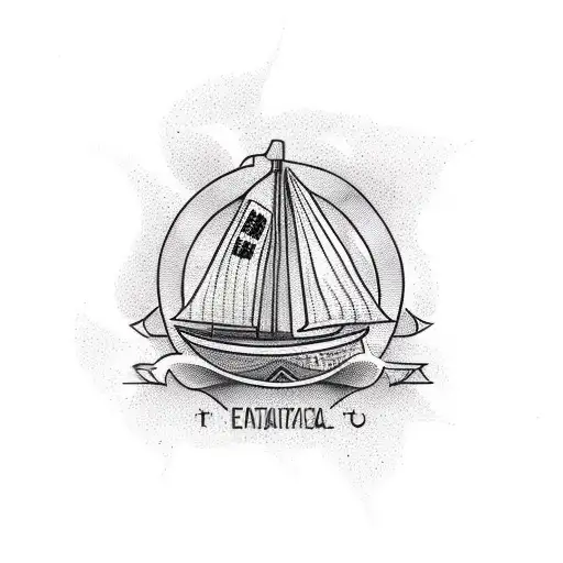 boat in ocean with portugal and angola flag tattoo design idea