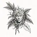 Combine xxxtentacion's album cover art with poison trees in a blackwork half-sleeve design tattoo design idea