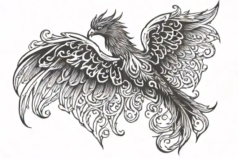 phoenix flame like wings tattoo design idea