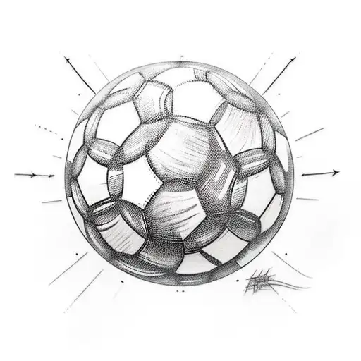 A tattoo of a soccer ball transforming into a race car, showcasing the client's passion for both sports tattoo design idea
