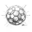 A tattoo of a soccer ball transforming into a race car, showcasing the client's passion for both sports tattoo design idea
