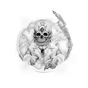 mapa mundia, con una veleta y una brujula tattoo design idea