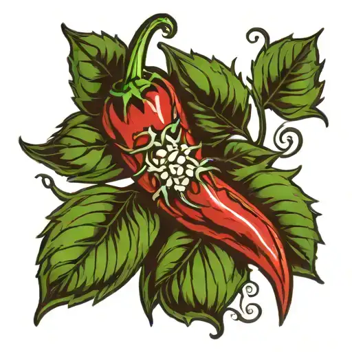 chili pepper plant tattoo design idea