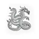 five headed dragon tattoo design idea