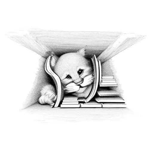 Children's handprints forming a bookshelf tattoo design idea