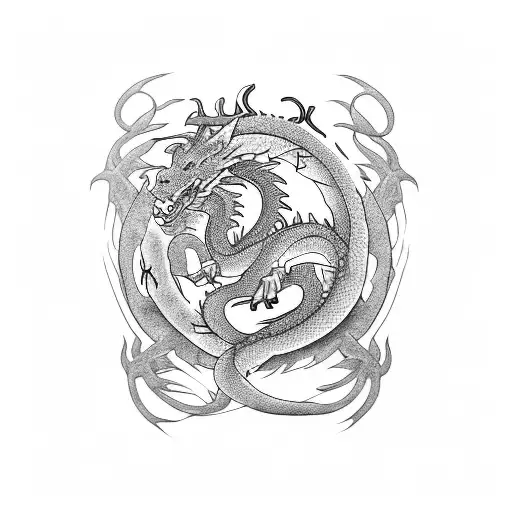 Dragon wrapped around a jiu-jitsu belt tattoo design idea