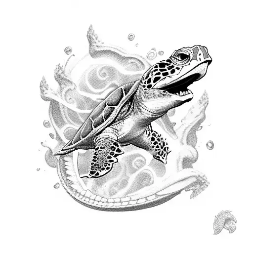 sea turtle tiger lily toothless the dragon piglet  tattoo design idea