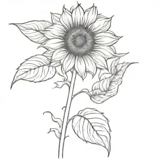 sunflower with stem for man tattoo design idea