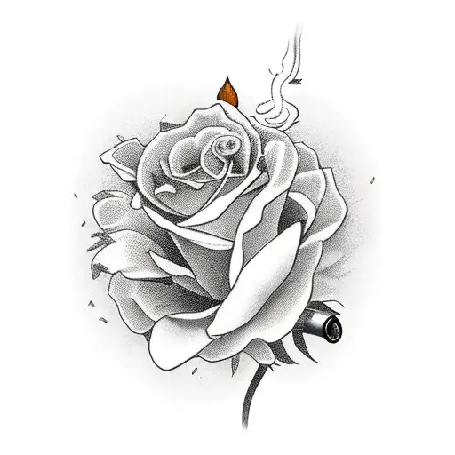 a smoking pipe with flowers tattoo design idea