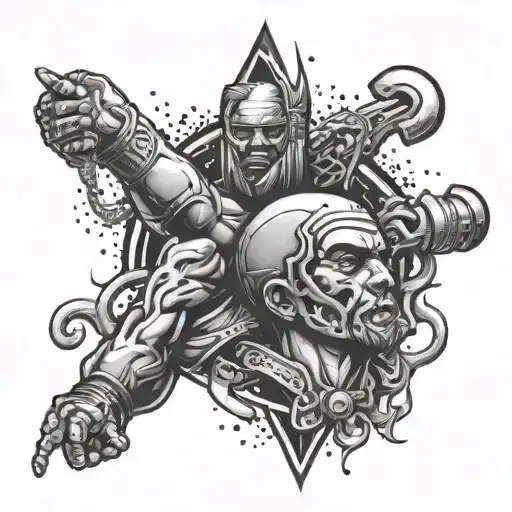 Combine elements of MMA fighting techniques with traditional mafia imagery in a unique tattoo design tattoo design idea