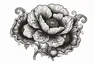 Poppy, blueberry, Slovak folk pattern tattoo design idea