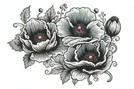 Poppy, blueberry, Slovak folk pattern tattoo design idea
