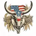 Rm Williams long horn bull skull , Canadian flag , wheat icon  tattoo design idea