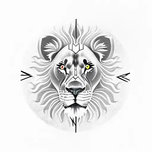 Lion, compass, roses, third-eye, clock tattoo design idea