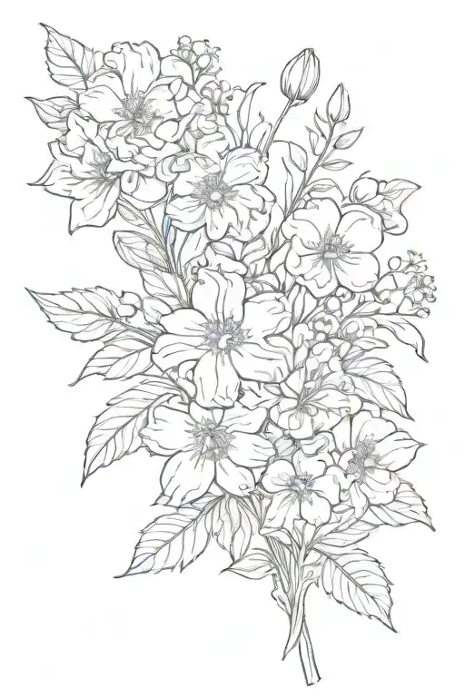 january birth flower, july birth flower bouquet, september birth flower bouquet  tattoo design idea