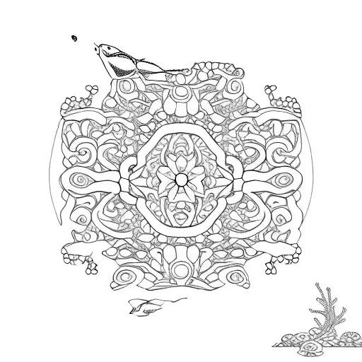 An intricate coral reef design tattoo design idea