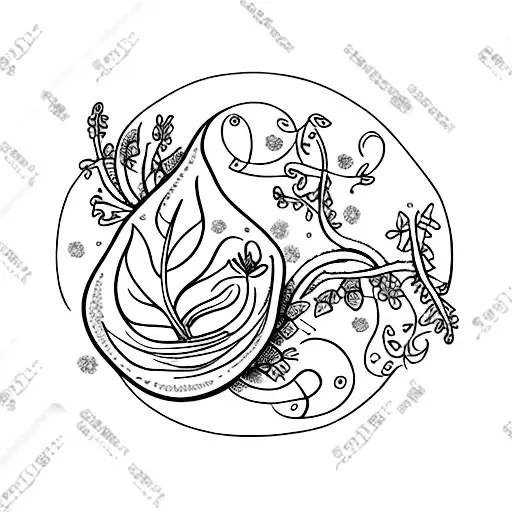 snow drop flower and vines or leaves in some kind in post stamp boarder  tattoo design idea