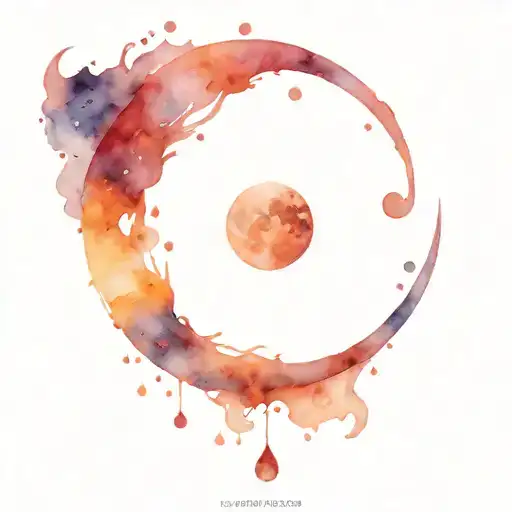 river, thyphoon, fire, moon phases tattoo design idea