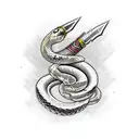 snake wrapped around a dagger tattoo design idea