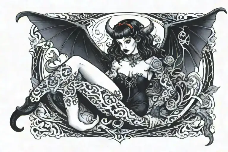 black succubus womb tattoo featuring dildo fuck pussy tattoo design idea