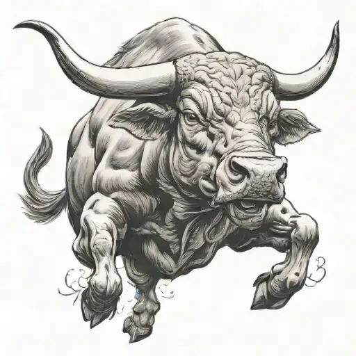 bull charging tattoo design idea