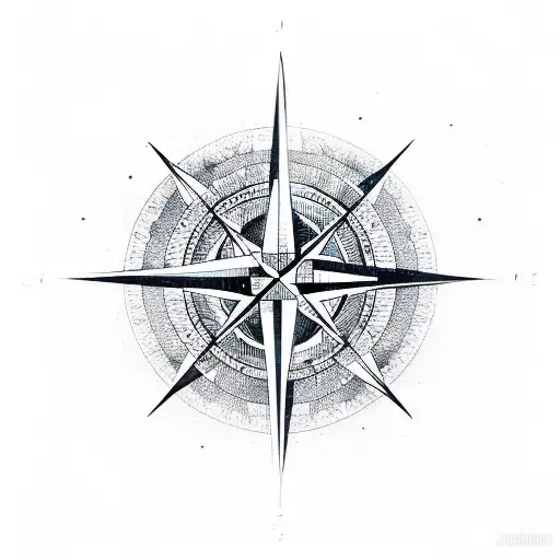 compass rose with a yin Yang in the middle tattoo design idea