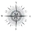 compass rose with a yin Yang in the middle tattoo design idea