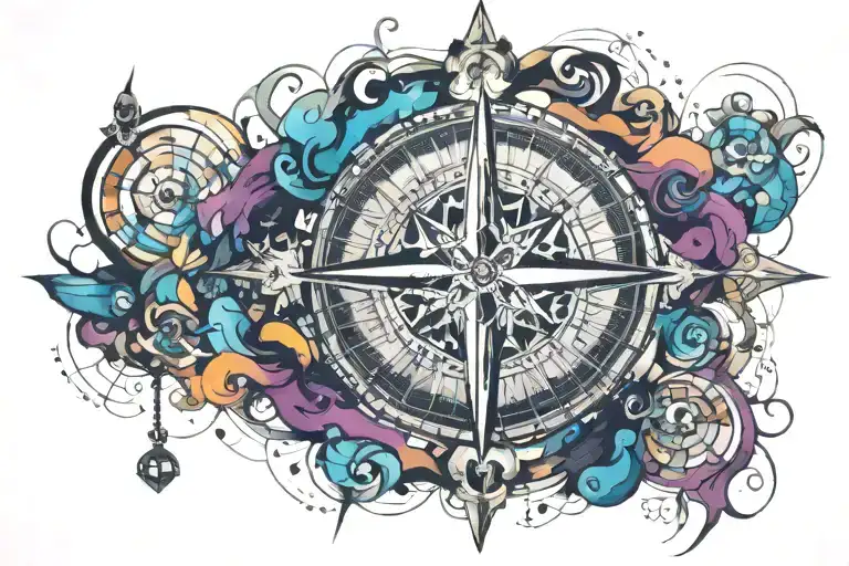 Compass Fortune Favors tattoo design idea