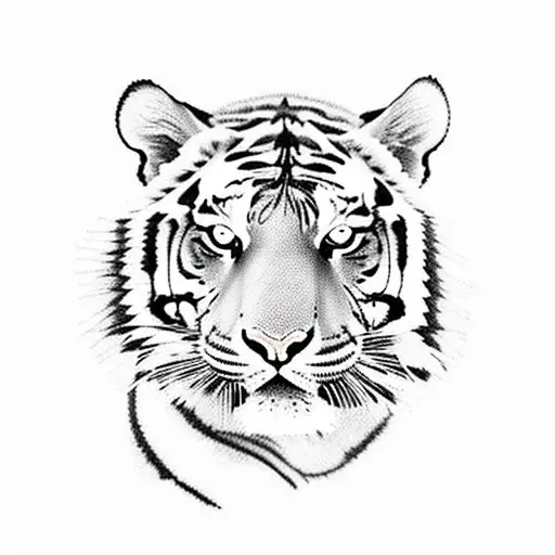 tiger half in water behind with mountains and trees tattoo  tattoo design idea