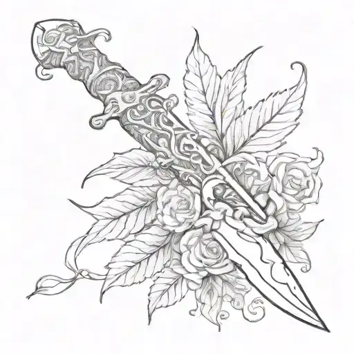 vine wrapped dagger death before dishonor words tattoo design idea